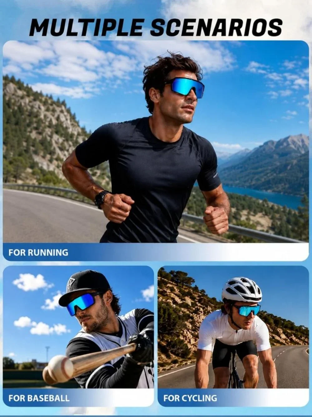 Lightweight Polarized Sports Sunglasses for Running, Cycling & Outdoor